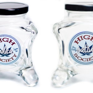 Dope Jars - 2 pack Footed Glass Herb Storage, Stash Jar, fits about an ounce of flower per Jar