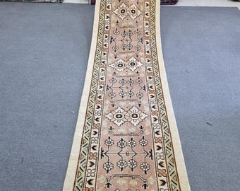 3x15 Vintage Oushak Runner Rug: 2'8''x14'7''  Wool Hallway Rug Stair RunnerCarpet