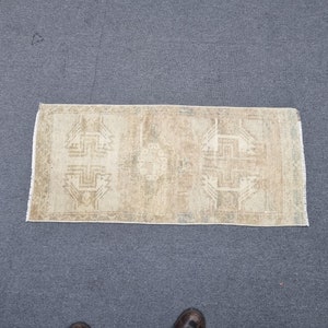 Vintage Small Oushak Rug,Pastel Table Rug,Small Turkish Rug,Oushak Mat Rug,Mats,Door Mat,Bath Mat,Turkey Rug Runner,3.6x1.8 ft  Bathroom Rug