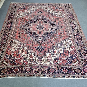 9x11 Vintage Rug, 8'11x10'11'' Antique Heriz Rug, 9x11 Persian Heriz Rug, 9x11 Area Rug, 9x11 Large Living Room Rug, 9x11 Decorative Rug