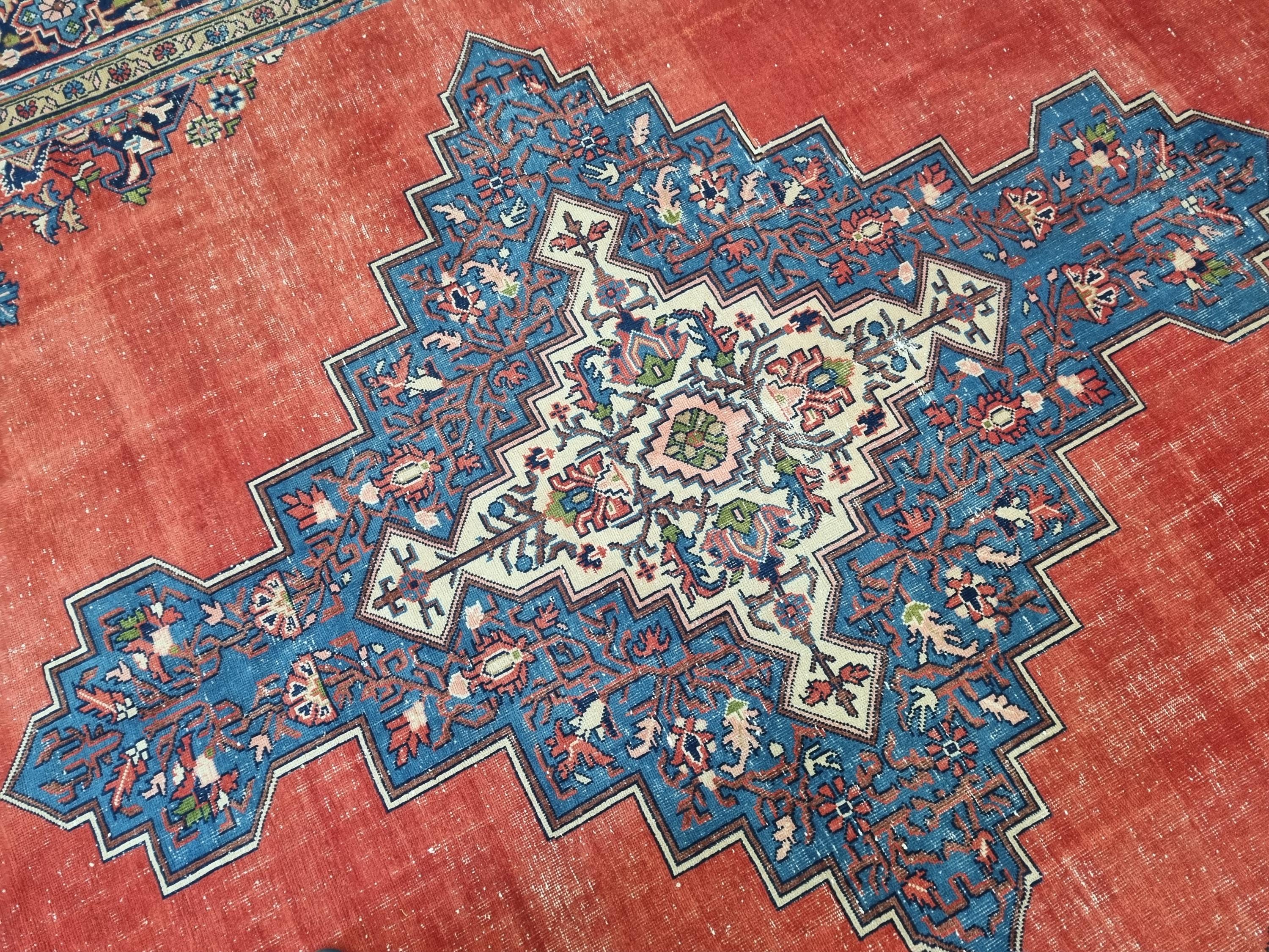 アンティーク 10x14 ウール ペルシャ絨毯：大型ヴィンテージ