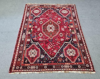 5x7 Antique Turkish Wool Rug : 5'2''x6'11'' Hand Woven Tribal Vintage Rug