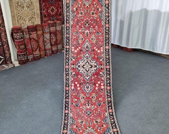 2&#39;6&#39;&#39;x9&#39;5&#39;&#39; Vintage Runner, 3x9 Karajah Rug, 3x10 Persian Entry Decor Runner Rug, 3x9 Heriz Runner Rug, 3x10 Red-Blue Persian Runner