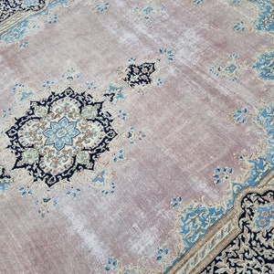 8'6''x12'6'' Antique Persian Rug, 9x13 Neutral Kherman Rug, 9x12 Vintage Persian Rug, 9x13 Pink-Blue Antique Persian Kherman Rug, 9x12 Rugs