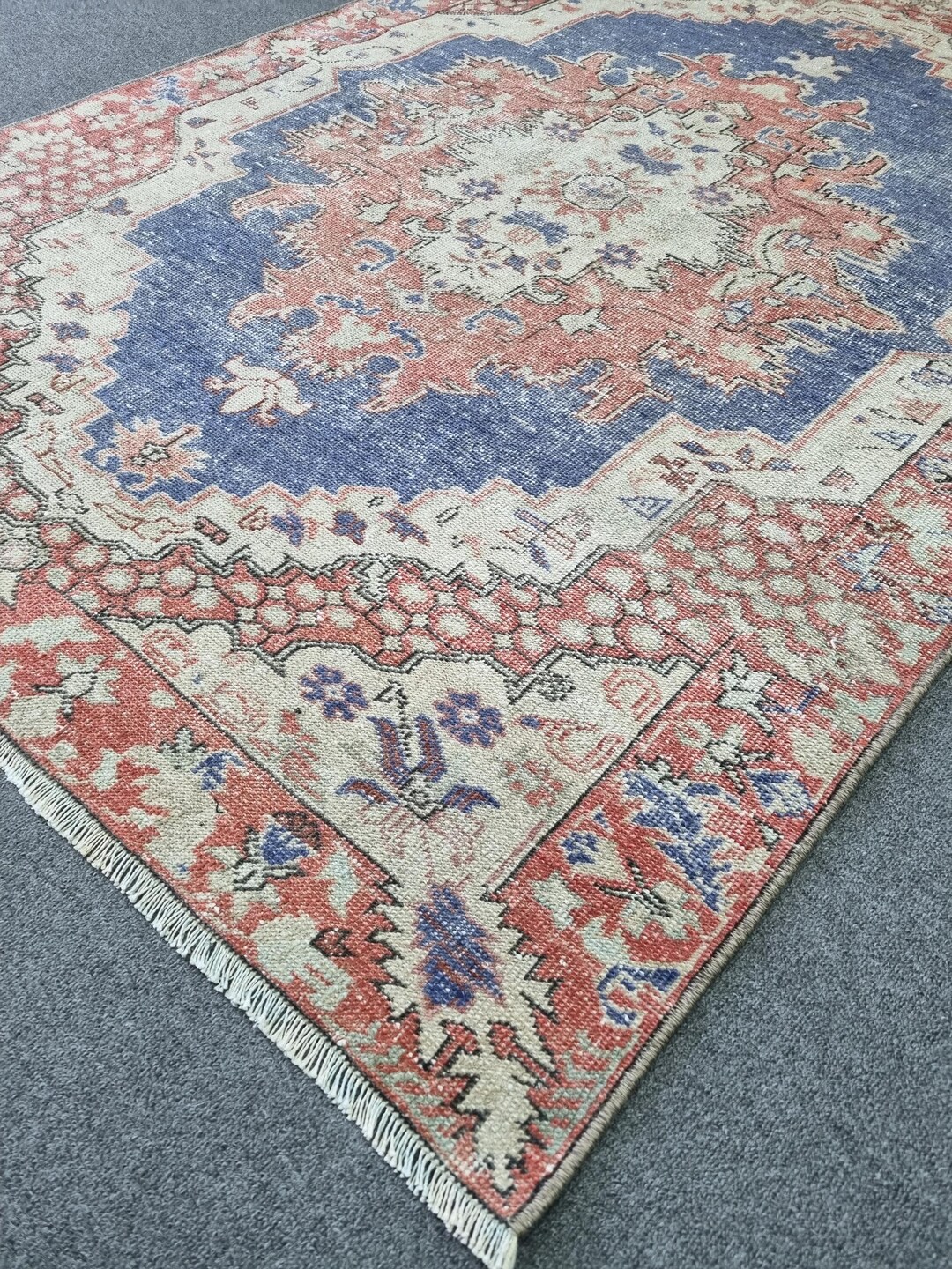 Antique Oushak Rug (4x5.10 Ft): Low Pile Turkish Wool Rug - Etsy