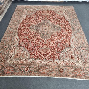 9x12 Vintage Rug, 8'9''x11'6'' Antique Heriz Rug, 9x11 Vintage Persian Heriz Rug, 9x12 Area Living Room Heriz Rug, 9x11 Wool Hand Woven Rug