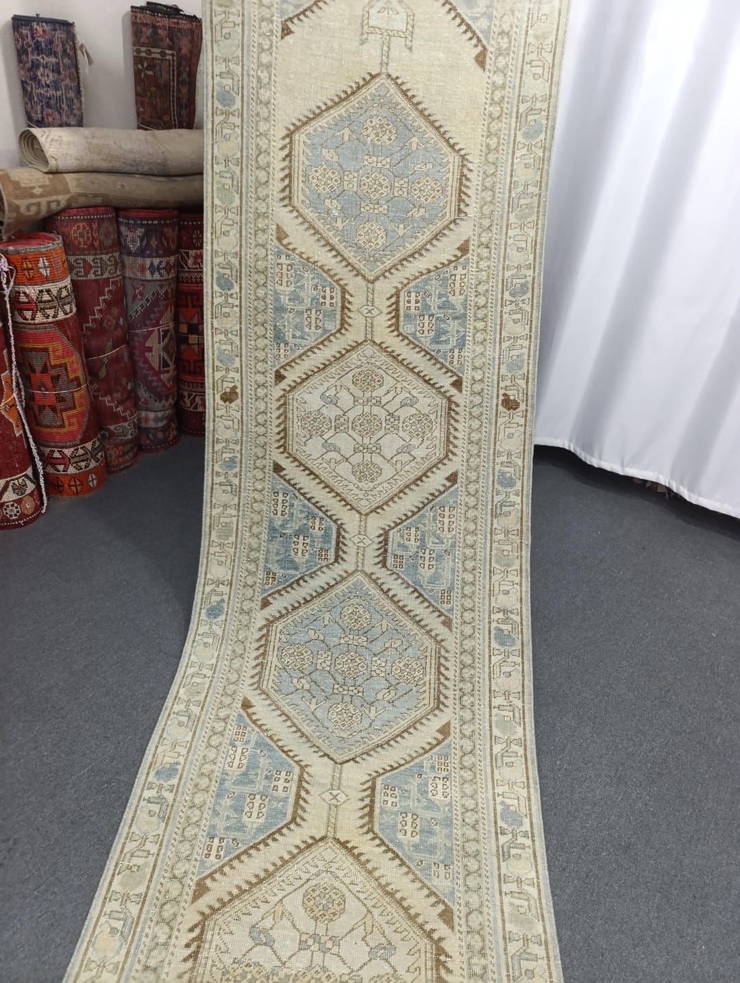 3'x18'2'' Vintage Neutral Runner Rug: 3x18 Organic Wool Skinny-long ...