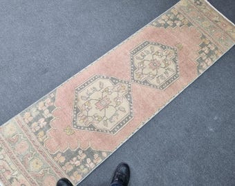 2&#39;3&#39;&#39; x 7&#39;10&#39;&#39; Antique Neutral Runner Rug, 2x8 Vintage Narrow Runner Rug, 2x8 Skinny Runner, 2x8 Pink Skinny RunnerRug, Kitchen Runner Rug