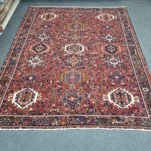 8'7'' x 11'3'' Antique Heriz Rug, 9x11 Persian Karajah Rug, 9x11 Area Rug, 9x11 Large Living Room Rug, 8x11 Designer Rug, 9x11 Karajah Rug