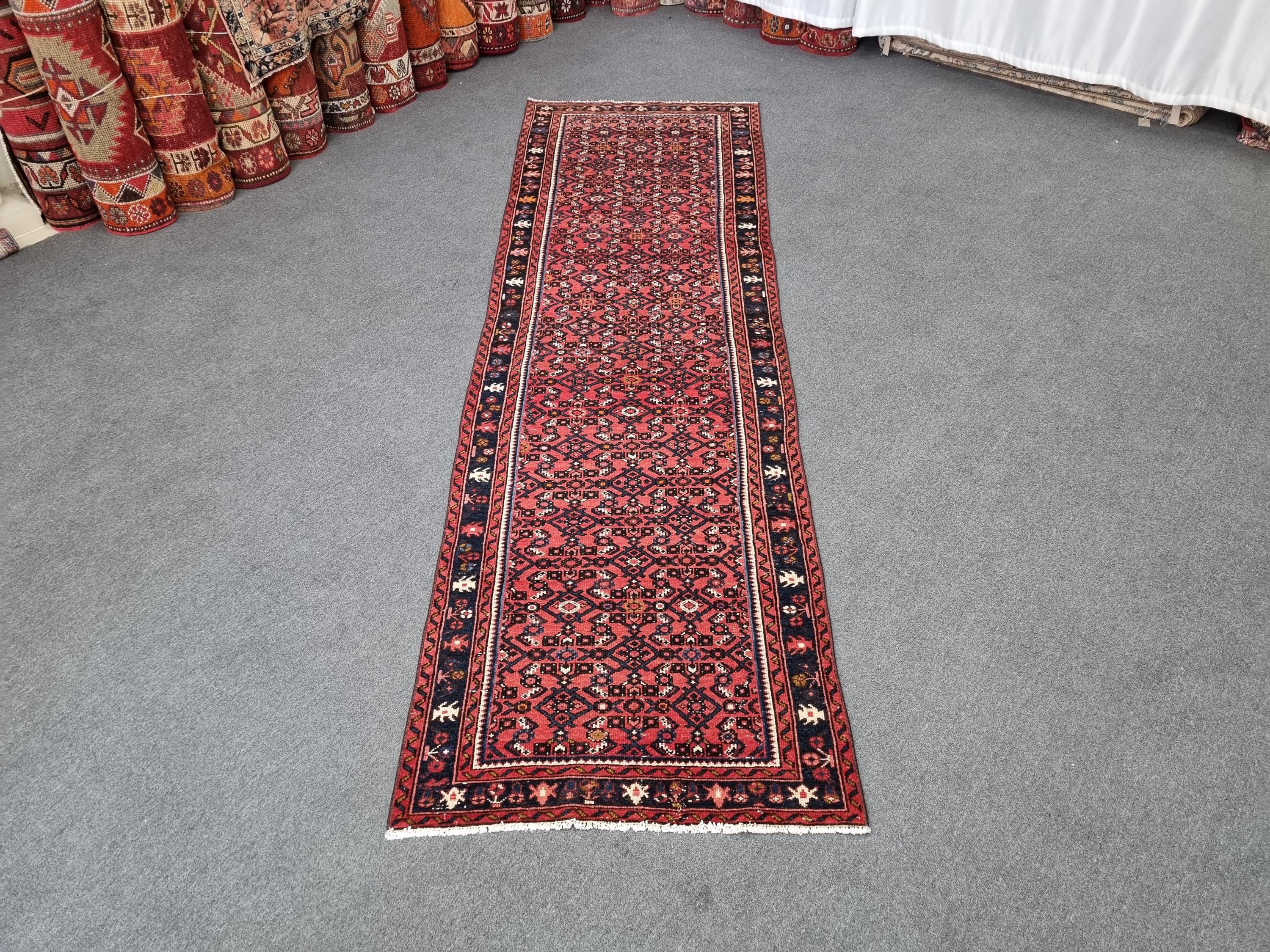 アンティークペルシャウールランナーラグ：2'11''x9'6'' マライヤー