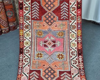 3x13 Vintage Wool Herki Runner Rug: 2'10''x12'9'' Semi Antique RugCarpet