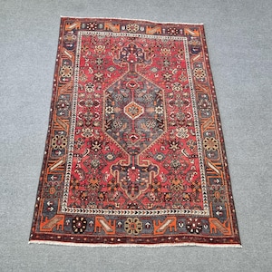 3.5x5 Vintage Persian Rug, 3&#39;5&#39;&#39;x5&#39;2&#39;&#39; Vintage Gray Persian Rug, İnterior Designer Persian Rug, 3x5 Low Pile Worn Persian Rug, Hamadan Rug