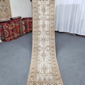 2&#39;9&#39;&#39; x 10&#39;11&#39;&#39; Antique Neutral Runner Rug, 3x11 Vintage Narrow Runner Rug,3x11 Skinny Runner, 3x11 Skinny RunnerRug,3x11 Kitchen Runner Rug