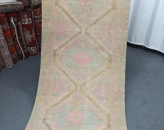 3'11''x14'8'' Vintage Neutral Runner Rug: 4x15 Organic Wool Wide-Long Hallway Carpet Runners