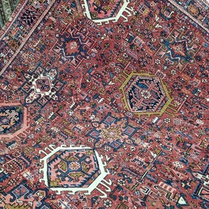 9x11 Vintage Rug(8'7'' x 11'3'') Antique Heriz Rug, 9x11 Persian Karajah Rug, 9x11 Area Rug, 9x11 Large Living Room Rug, 9x11 Karajah Rug