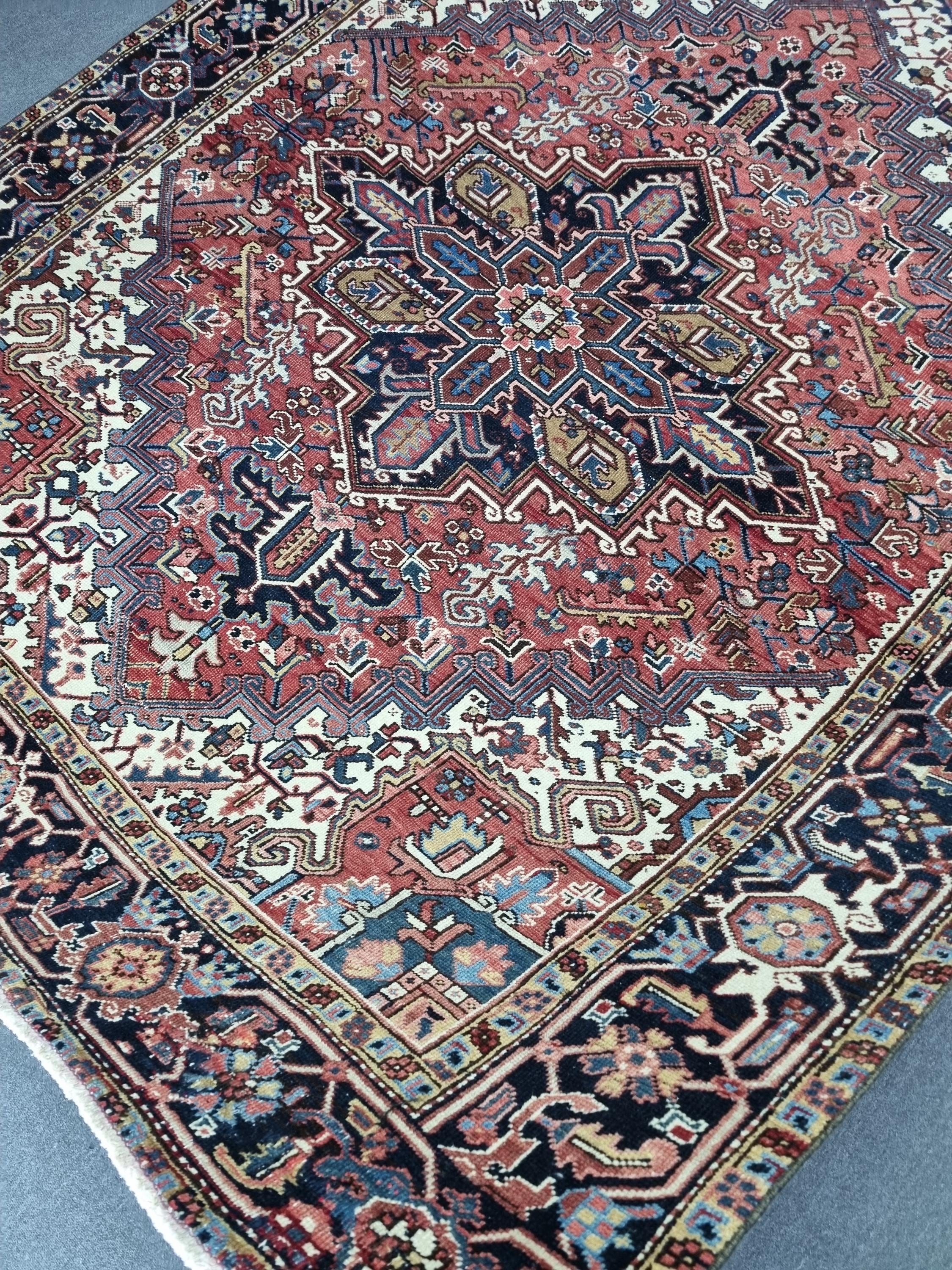 8x9 Rug 7'8''x9'1'' Antique Heriz Rug: 8x9 Turkish Wool Vegetable Dyes Rug - Etsy