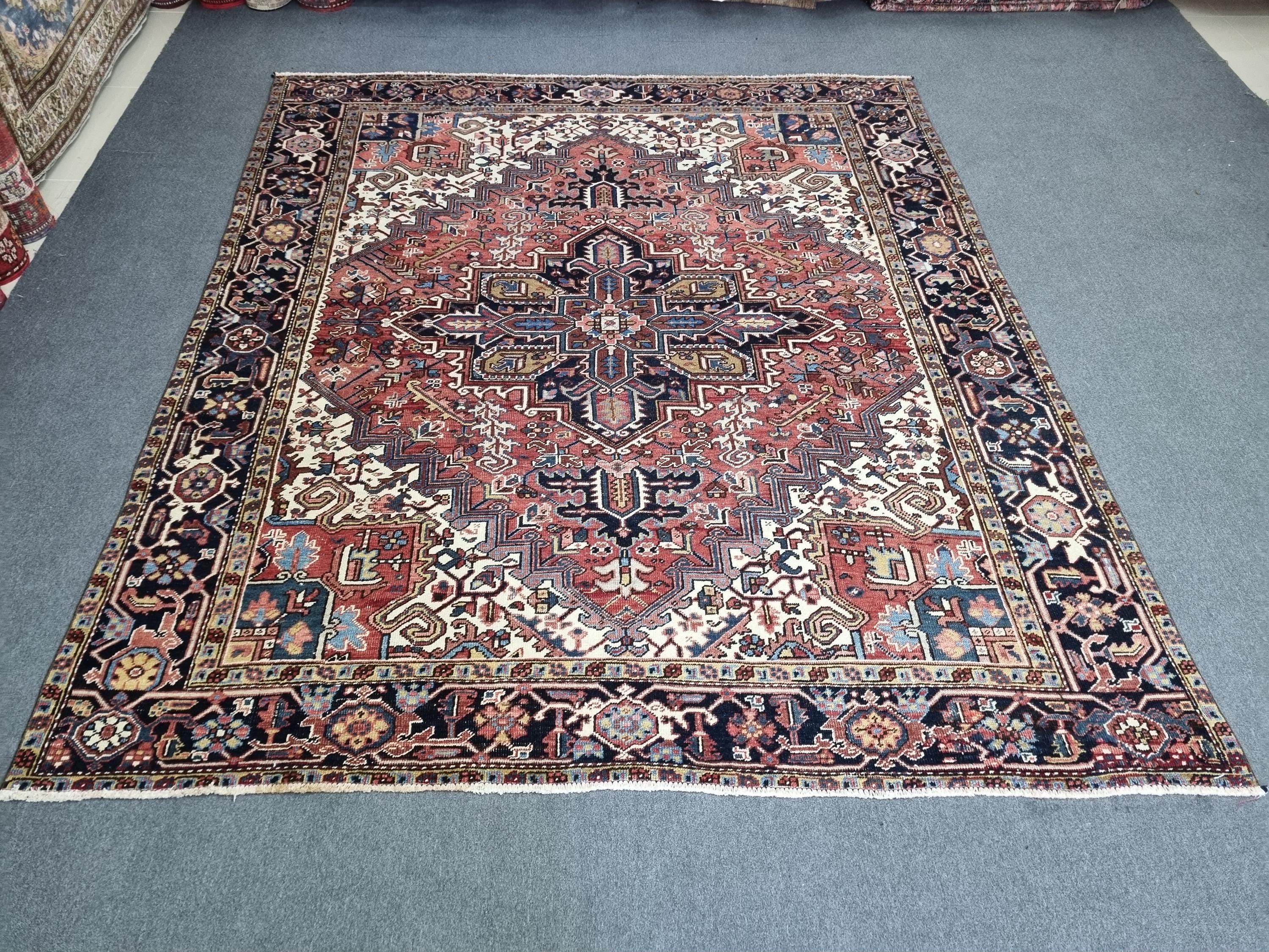 8x9 Rug 7'8''x9'1'' Antique Heriz Rug: 8x9 Turkish Wool Vegetable Dyes Rug - Etsy