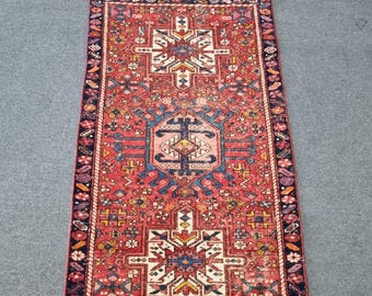 2x4 Antique Turkish Small Heriz Rug: 2'3'' x3'11'' Vintage Tribal Old Rug
