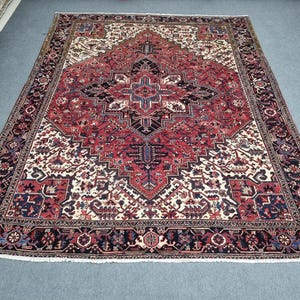 Antique 9x11 Heriz Rug, 8.9x10.9 ft Wool Persian Heriz Rug, 9x11 Area Rug, Large Living Room Heriz Rug, 9x11  Wool Hand Woven Designer Rug