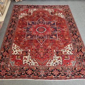 9x11 Vintage Rug(8'11'' x 11'5'') Antique Heriz Rug, 9x11 Persian Heriz Rug, 9x12 Vegetable Dyes Rug, 9x11 Large Living Room Rug, 9x12 Heriz