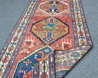 3x11 Vintage Turkish Runner Rug: 2'9''x10'7''  Antique Turkish Wool Vegetable Dyes RunnerCarpet