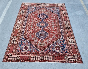 Antique 8x10 Azerbaijan Rug: Hand Woven Wool Heriz Rug