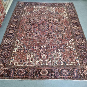 10x13 Vintage Rug, 9&#39;9&#39;&#39;x13&#39; Persian Heriz Rug, 10x13 Area Rug, 10x13 Four Living Room Heriz, 10x13 İnterior Designer Wool Hand Woven Rug