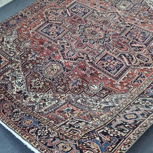 9x11 Vintage Rug, 9'2'' x 11'3'' Antique Heriz Rug, 9x11 Persian Square Rug, 9x11 Area Rug, 9x11 Large Living Room Rug, 9x11 Heriz Rug