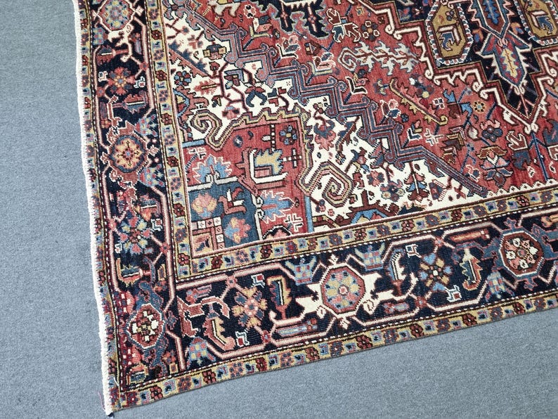8x9 Rug Antique Heriz Rug: 8x9 Persian Wool Rug, Vegetable Dye - Etsy