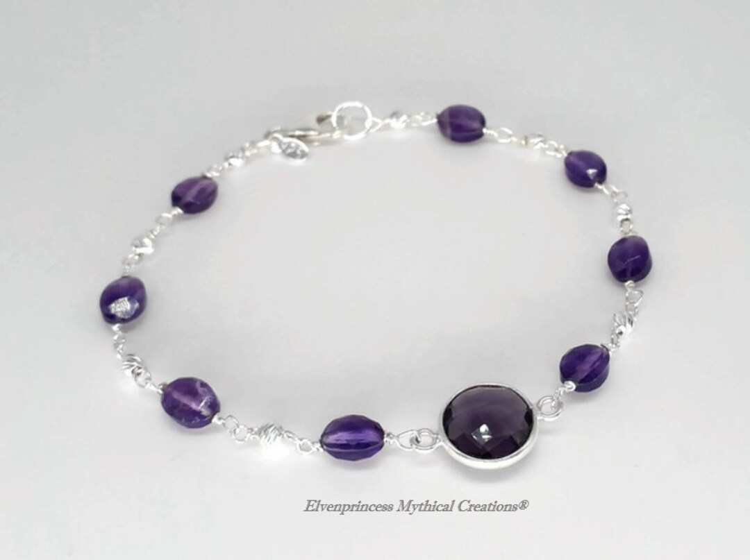 Sterling Silver Amethyst Bracelet /silver /february /birthstone /gift ...