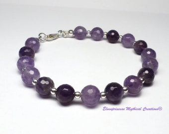 Amethyst Gemstone Bracelet /February Birthstone /Sterling Silver /Calming gemstone /Healing stone /Healing bracelet /Chakra bracelet/ Yoga