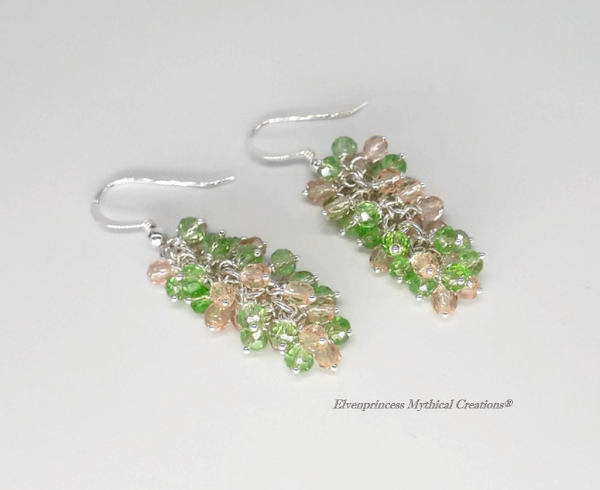 Boucles D'oreilles Cristal Vert Bungsa - Argent Sterling 925 Pierres Précieuses