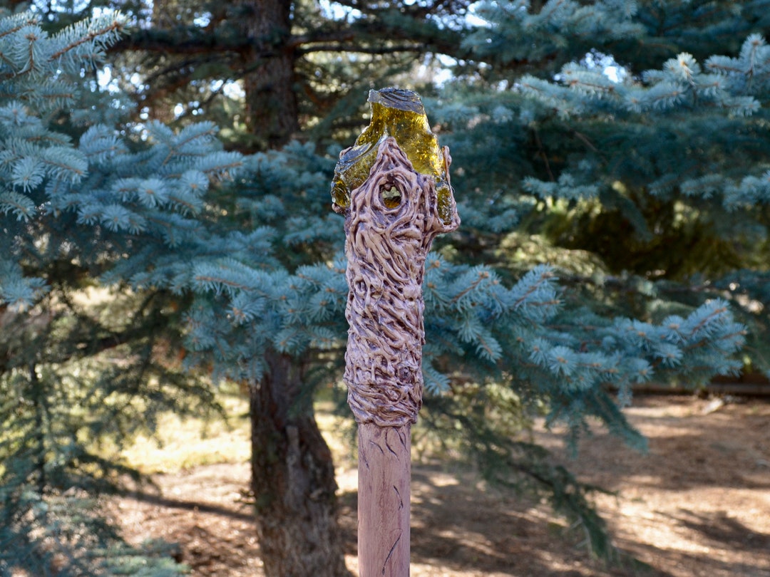 64 Light up Lemon Yellow Glass Crystal Wizard Staff / Wizard Staff