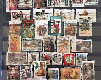 Christmas Collection of Used US postage stamps -  1960-1989