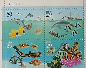 Buzos en sellos postales de la Casa de la Moneda de EE. UU. - Emisión de 1994 - Valor nominal de 29 centavos - #2863-66