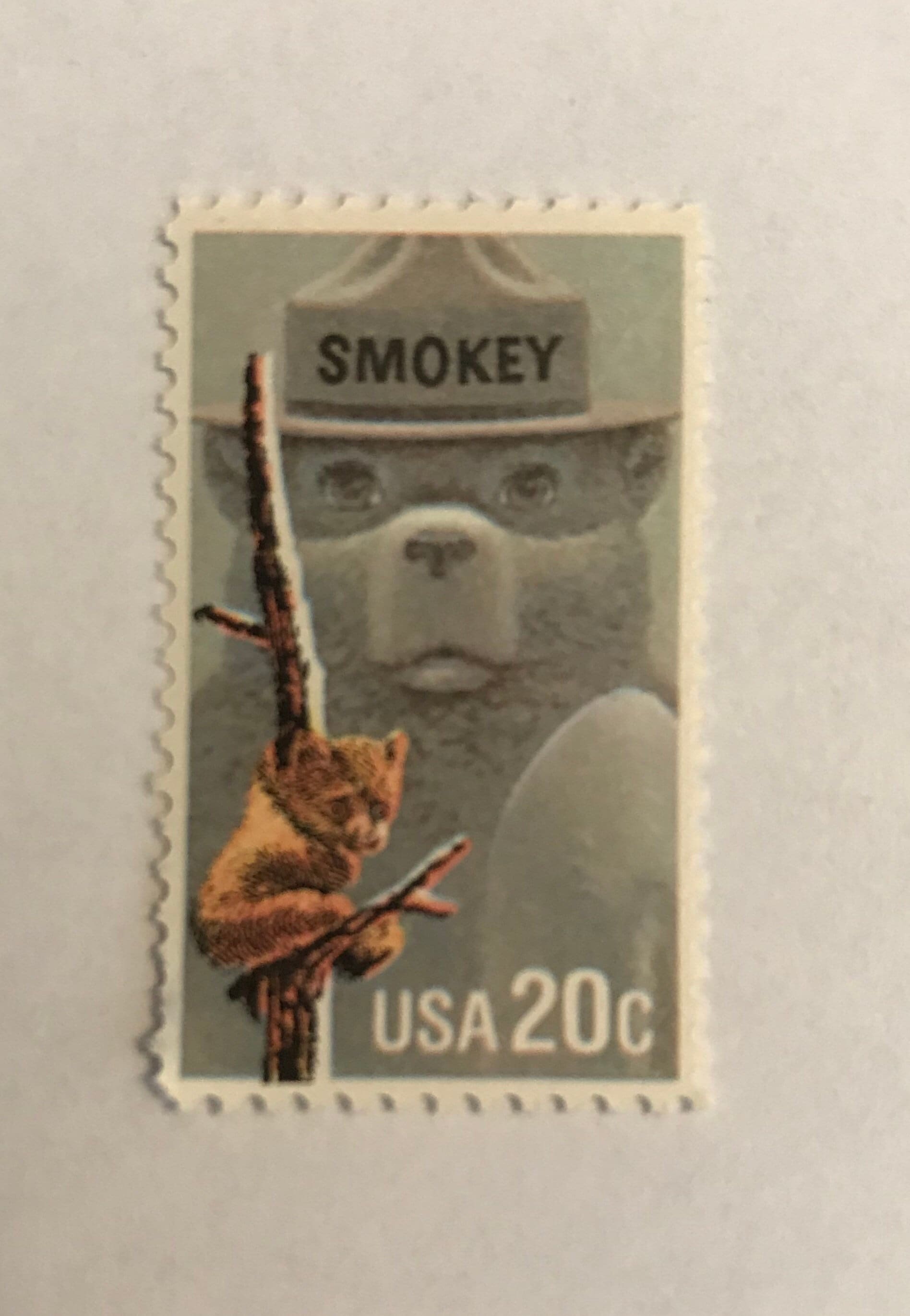 10 Smokey Bear 20c Vintage (Issued in 1984) Unused U.S. Postage Stamps for  Mailing - Collecting - Crafts - Scott Catalog 2096