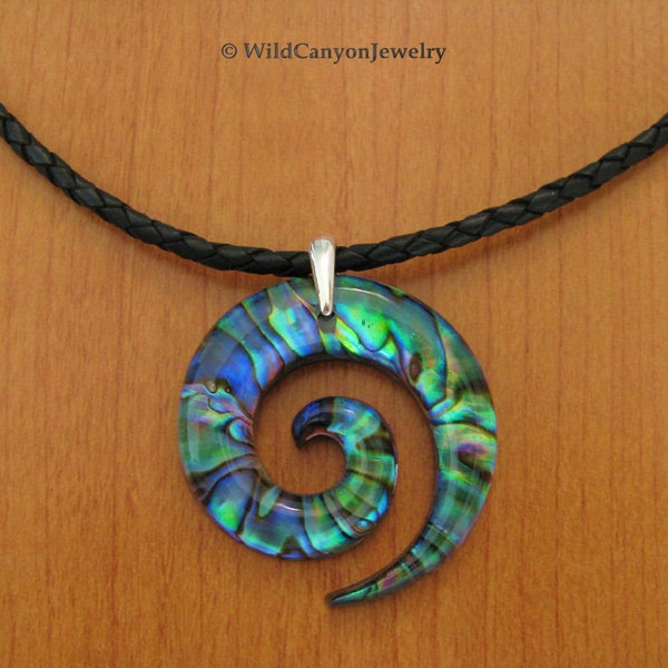 Paua Shell Koru Spiral Necklace