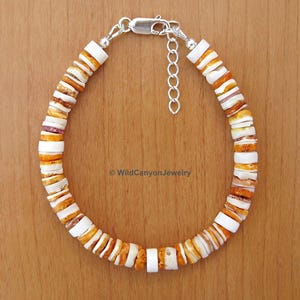 Orange Spiny Oyster Heishi Shell Adjustable Bracelet