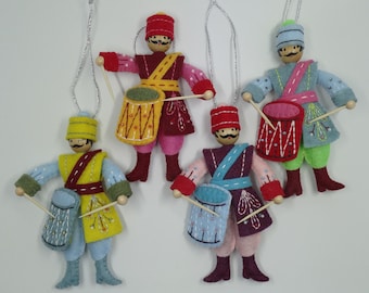 Twelve Days of Christmas Drummer Drumming Felt Ornament