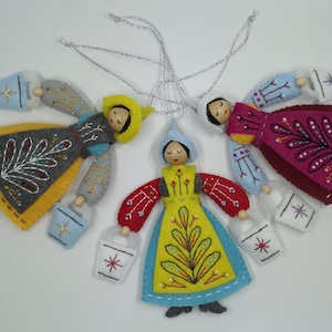 Twelve Days of Christmas Maids-A-Milking Felt Ornament