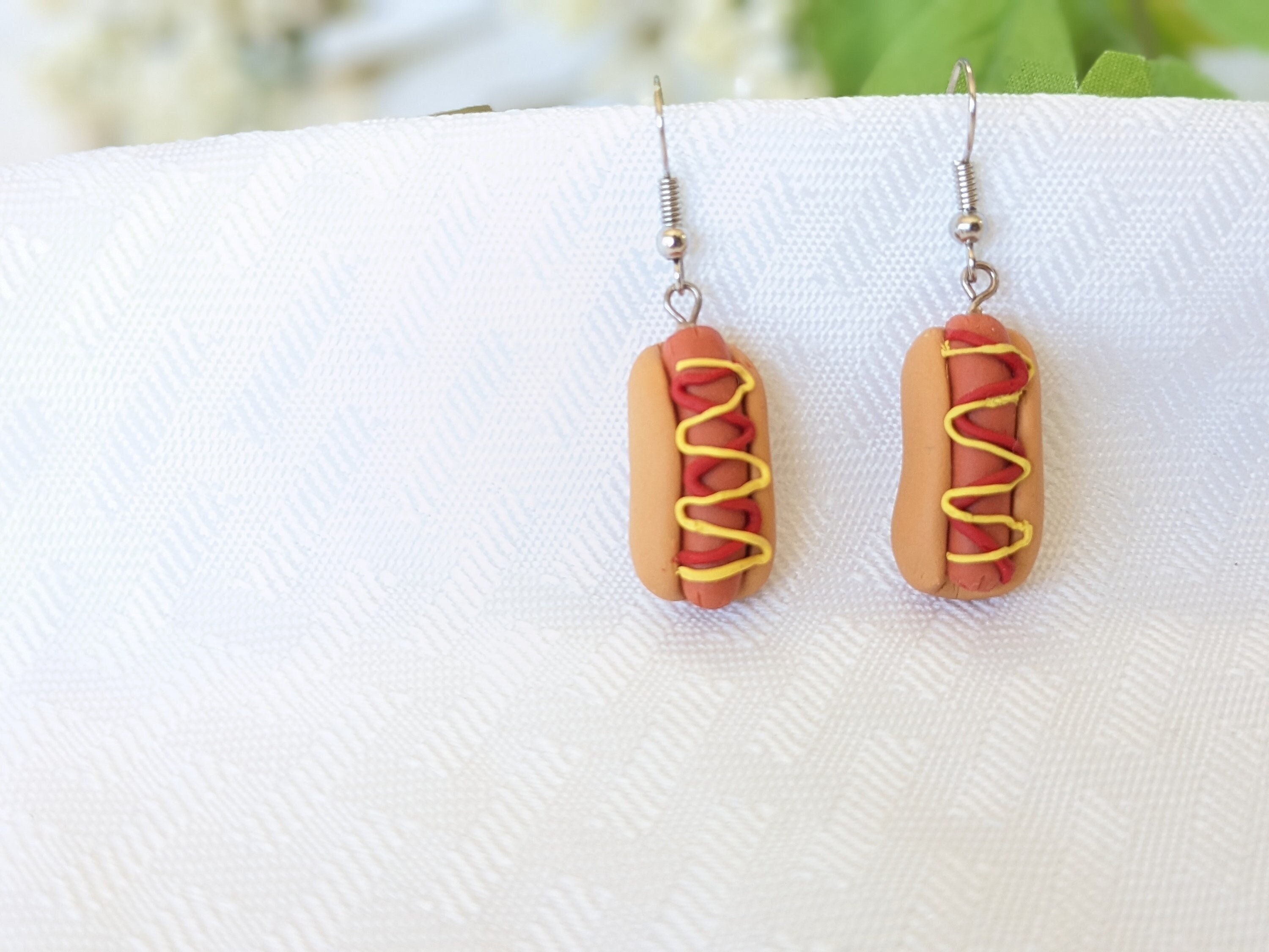 Hotdog Dangle Polymer Clay BBQ, 4th of July, Baseball Game Dangle