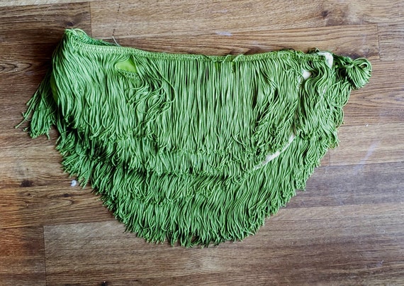Vintage Handmade Fringe Burlesque Skirt in Green