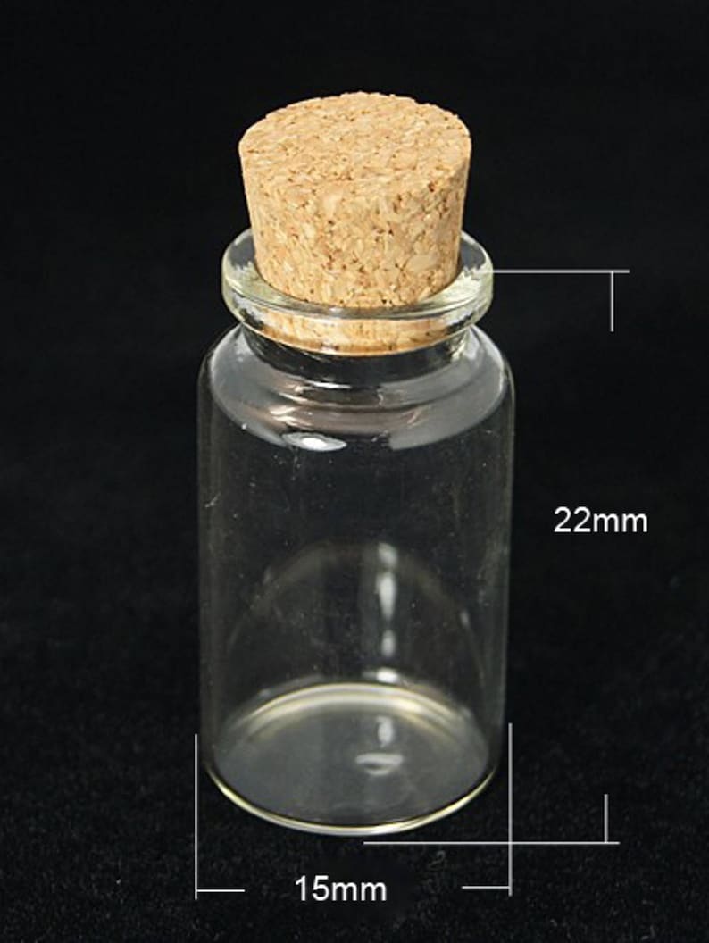 5 Glass 15x22mm Vial Bottles with Cork. Crafts Pendants Tiny Etsy