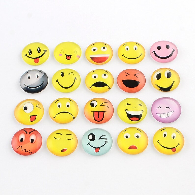 10 Emoji 12mm Printed Half Round Domed Glass Cabochons Etsy