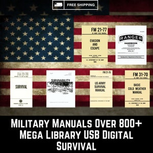 Military Manuals, Guides, and Books Over 800+ Mega Digital Library USB Survival - Free Shipping - Perfect for Collectors & Preppers