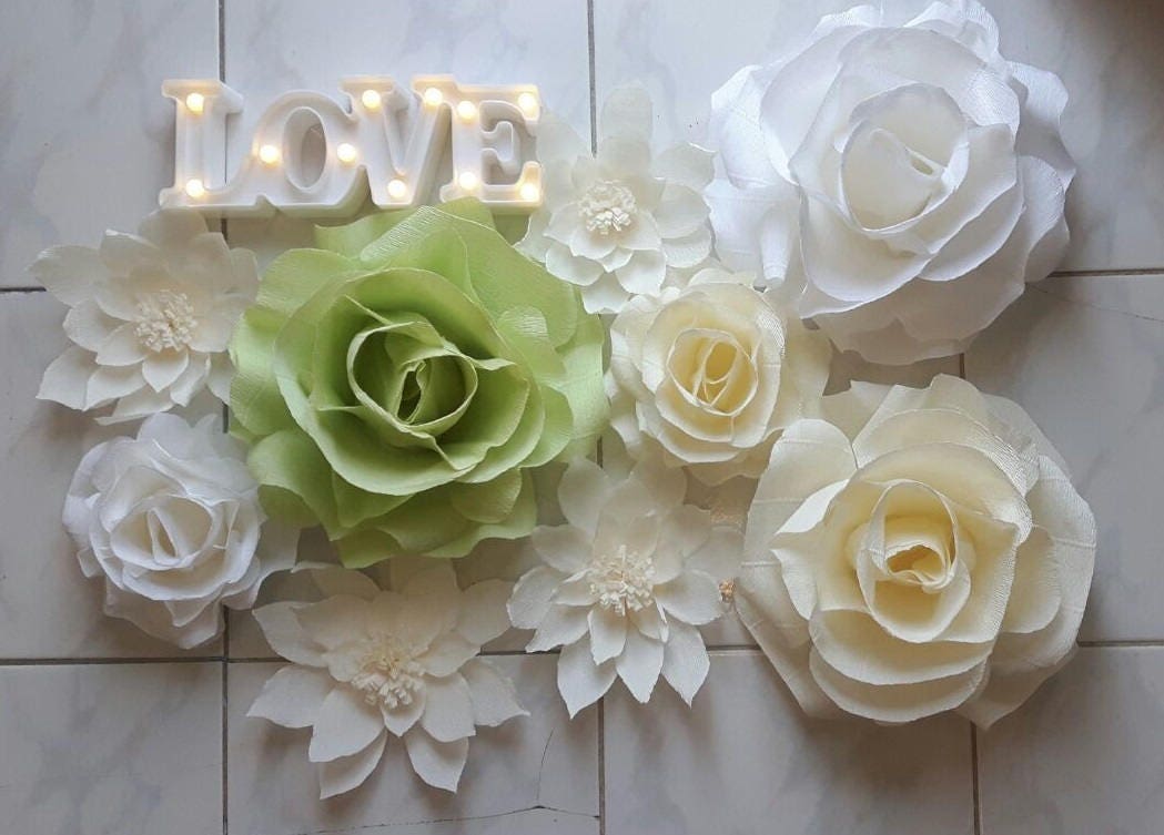 Crepe Paper Wall Flower Set Paper RosesNursery Wall Etsy