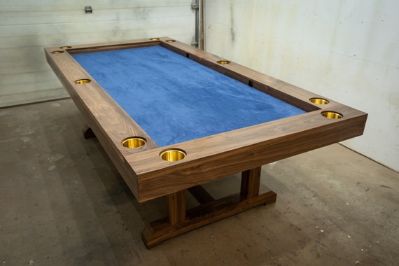 Walnut Board Game / Dining Table, 4x8 With Trestle Base and Four