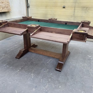 Walnut Board Game Table with Player Stations, & 3-Piece Spill-Resistant Cover