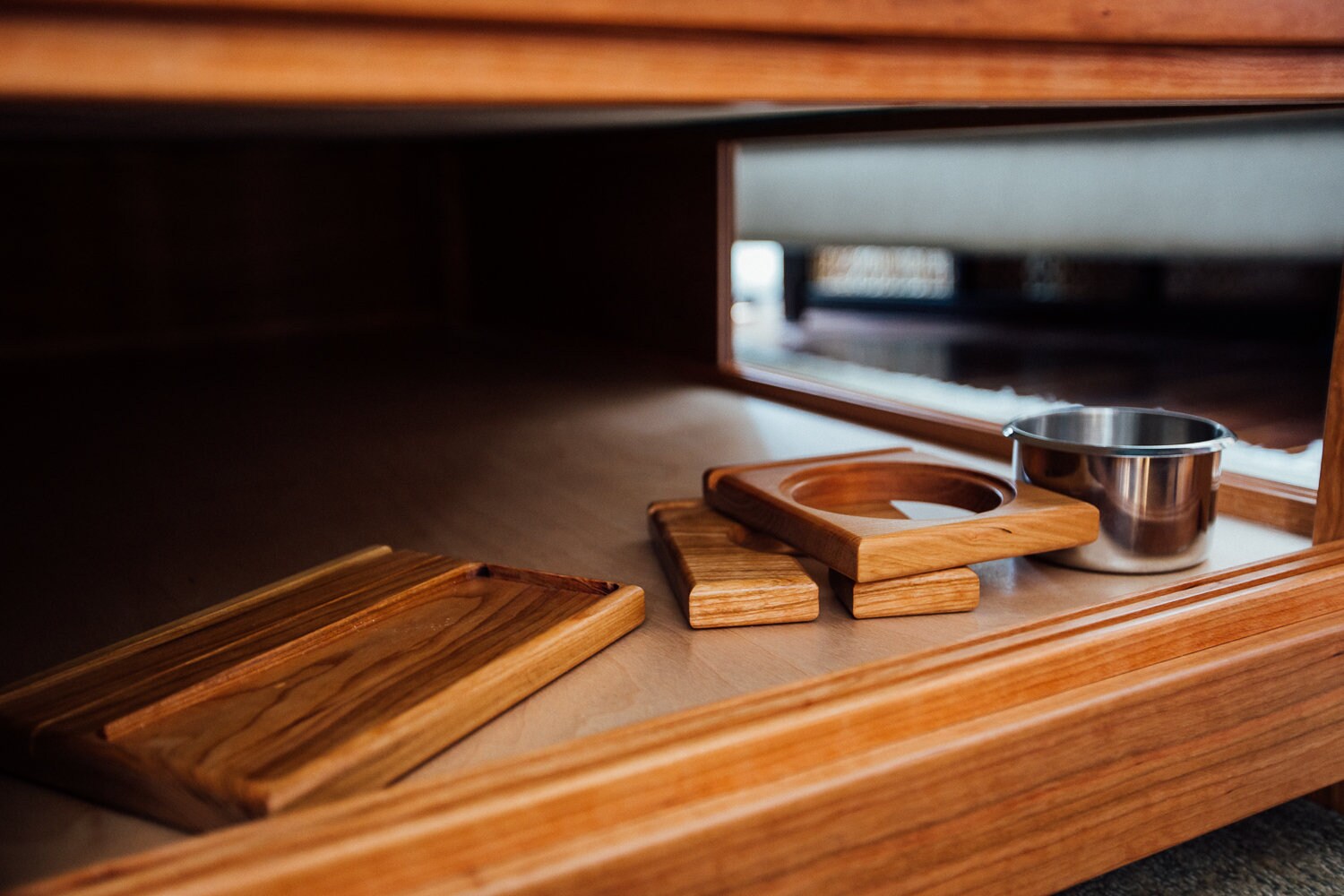 Cherry Board Game Coffee Table With Accessory Rail & Storage Etsy