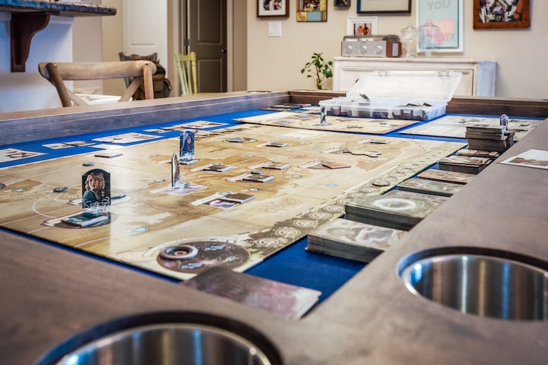 Rustic Farmhouse Board Game Table With Drawers Etsy